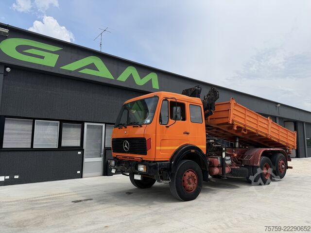 شاحنة قلابة ثلاثية الجوانب Mercedes-Benz SK1919 Kipper mit Kran HIAB Hidrocom 140