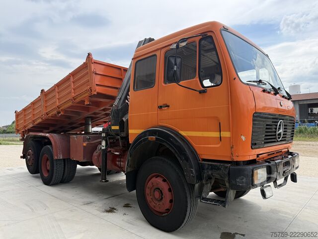 شاحنة قلابة ثلاثية الجوانب Mercedes-Benz SK1919 Kipper mit Kran HIAB Hidrocom 140