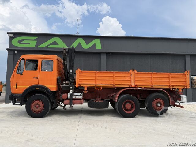 شاحنة قلابة ثلاثية الجوانب Mercedes-Benz SK1919 Kipper mit Kran HIAB Hidrocom 140