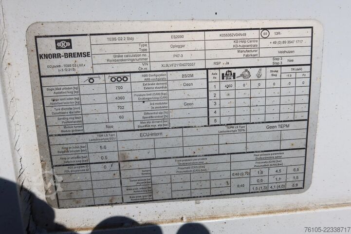 Sơ mi rơ moóc BE Veldhuizen P47-3 P47-3 BE oplegger+ Dhollandia klep 1.000 kg