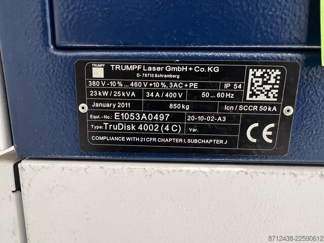 激光源 / 碟片激光器 TRUMPF Laser GmbH + Co. KG TruDisk 4002 (4C)