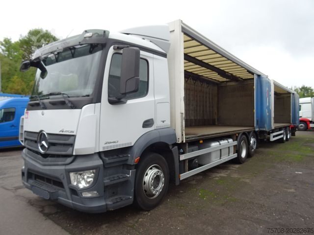Flatbed truck with tarp MERCEDES-BENZ 2540 Antos*SafeServer*38 Pal.*2x 2,5 to LBW*Ret.