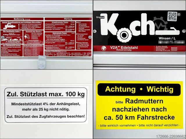  Koch-Anhänger 4.12 250X125X45CM 1200KG TIEFLADER