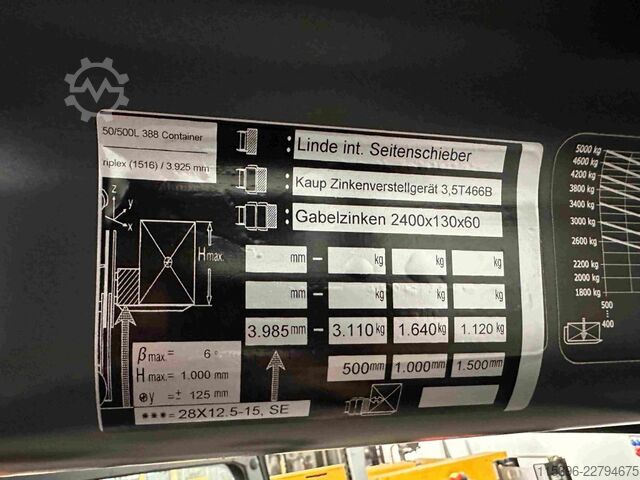 Carretilla eléctrica de 4 ruedas Linde E 50 HL-01 - CONTAINER - TRIPLEX !!