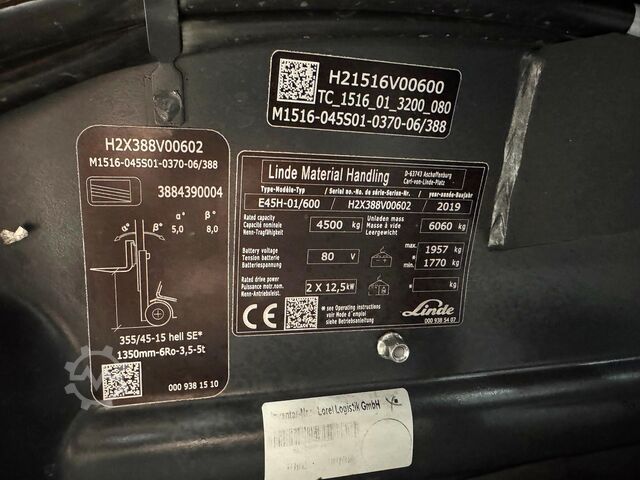 02/2022 Batteriservice + UVV 08/27 Linde E 45/600H
