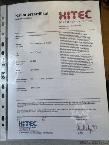 HITEC mērījumu mikroskops CZW 1 250 x 170 mm HITEC Messtechnik CZW 1 Video Messmikroskop CZW1 mit M3 Software