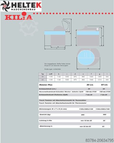 Meat processing machine Kilia Meister Plus 65 Vario