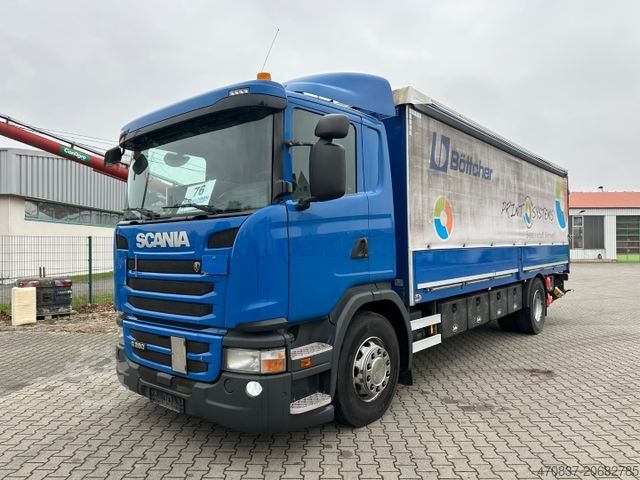 Kamion s ravnom platformom i ceradom SCANIA G 280 / LBW / Pritsche 7,3 m / 1 x Liege