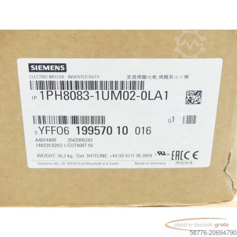 Siemens Motor Siemens 1PH8083-1UM02-0LA1 SN:YFF0619957010016 - ! -