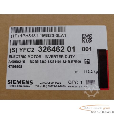 西门子电机 Siemens 1PH8131-1MG23-0LA1 SN:YFC232646201001  !