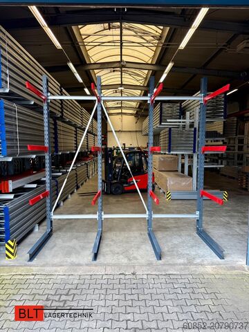 Kragarmregal Schwerlastregal Langgutrega ca. 4 lfm. Kragarmregal H: 400cm ,Fuß +3 650 kg Belastung pro Arm , Langgutregal