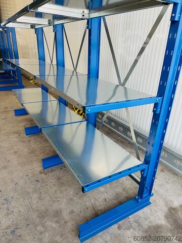 Kragarmregal ca. 3,15 lfm. Kragarmregal mit Fachböden H: 250cm 140 kg/Arm META Multistrong