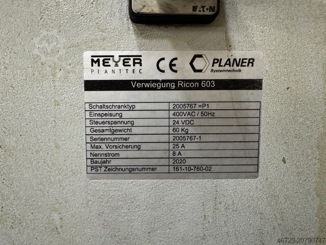 Sistema de pesaje y dosificación MEYER PLANTTEC / PLANER Systemtechnik Verwiegung Ricon 603