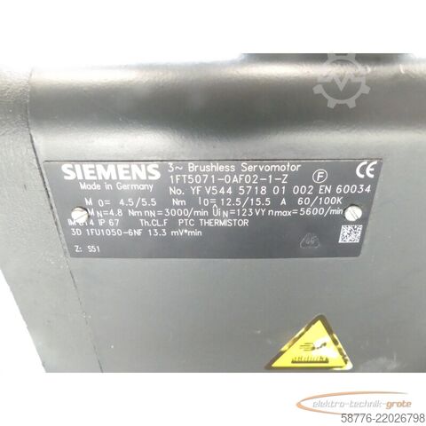 Styreenhed Siemens 1FT5071-0AF02-1 - Z Servomotor SN: YFV544571801002 - Z = S51