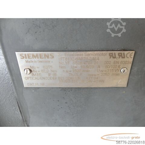 Styreenhed Siemens 1FT6132-6AB71-2AL4 Synchronservomotor SN: YFS9528479301002
