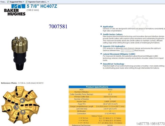PDC ड्रिल बिट्स Baker Hughes-USA Genesis XT / HCR Series