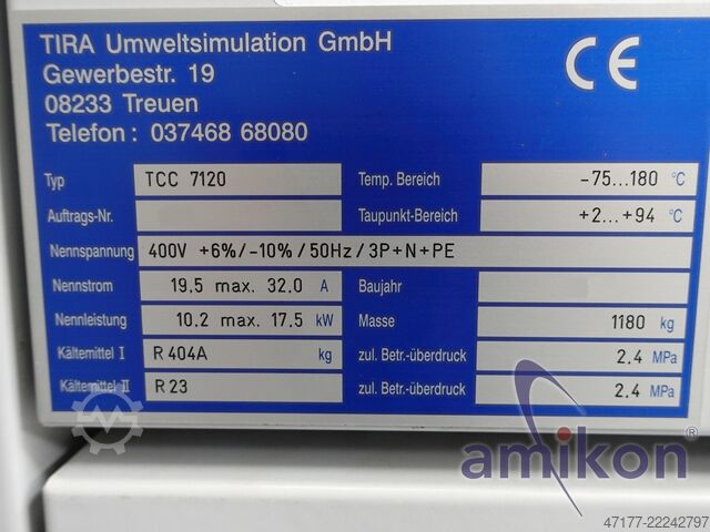 Climatic chamber -75°C / +180°C with humidity control TIRA TCC 7120