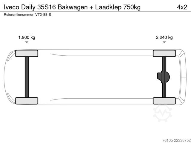 Valixhe Iveco Daily 35S16 Bakwagen + Laadklep 750kg