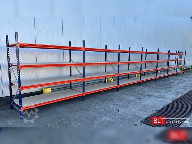 Weitspannregal ca. 13,35 lfm. Weitspannregale H: 200 cm T: 80 cm , 400 kg Fachlast , 4 Ebenen