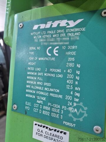 2015 Niftylift Hr10, 10 मीटर कार्य ऊँचाई Niftylift Hr10 10 mtr werkhoogte/workingheigth