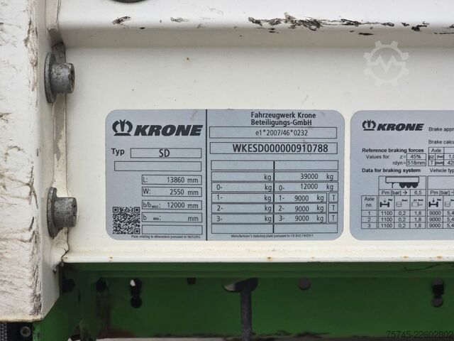 Відкритий напівпричіп з тентом KRONE SD * PR.+PL. * SAFETY ROOF * BPW * LIFT *