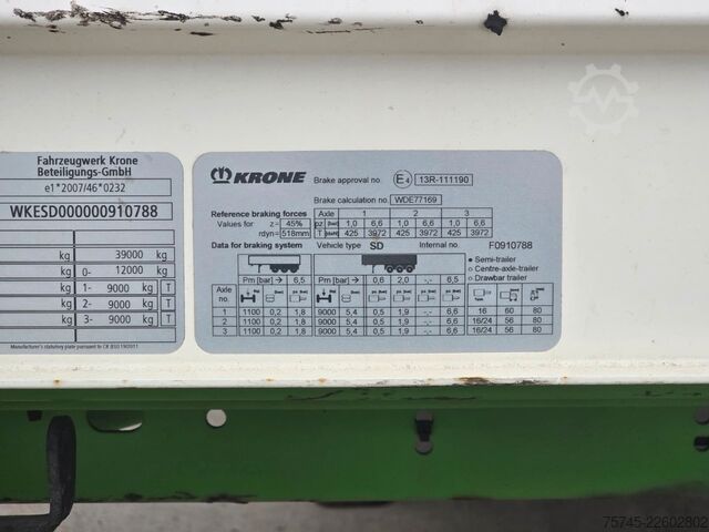 Відкритий напівпричіп з тентом KRONE SD * PR.+PL. * SAFETY ROOF * BPW * LIFT *