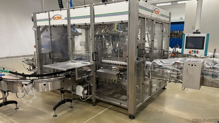 Dvojitý baliaci stroj na zatavené kelímky TECMA SEALED CUPS DUAL PACKER x2, x4, x6 PACK CARTON