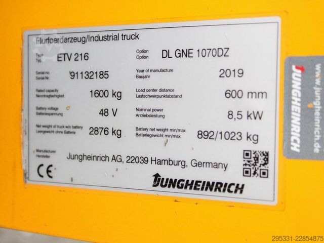  Jungheinrich ETV 216  DL GNE-1070DZ
