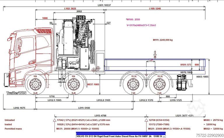  Volvo FH 540 8x4 Pritsche HIAB 1188 JIB + Arbeitskorb...