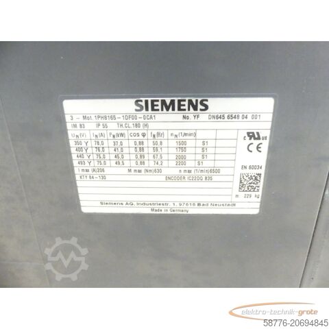 Siemens 1PH8165-1DF00-0CA1 Kompakt-Asynchronmotor SN: YFDN645654804001