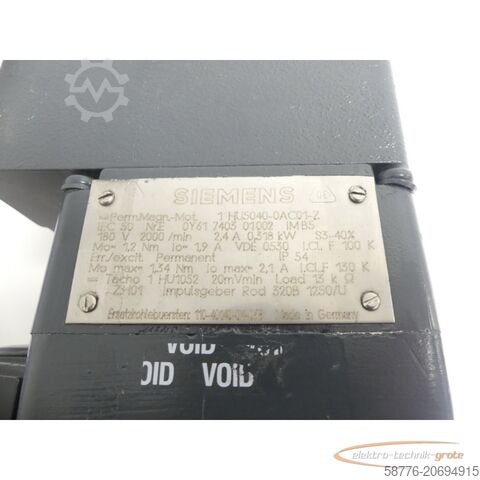 Siemens motor Siemens Permanent Magnet Motor 1HU5040-0AC01-Z SN: E0Y61740301002