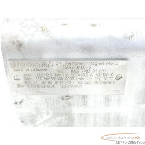 Motor Siemens Siemens Rotor für 1FT5072-0AK01 Servomotor
