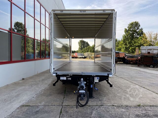Box trailer Möslein TKO105 D-L 6 m  10 t GG Tandem Koffer, Ladebordwand+ Durchladbar, 6,20 m