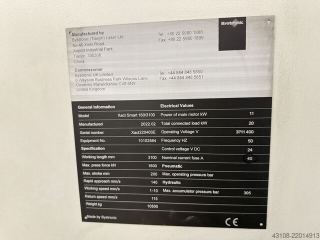 Bystronic XACT Smart 160/3100 Hidraulis Bystronic XACT Smart 160/3100