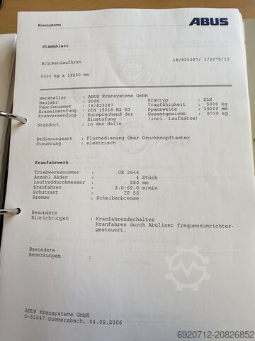 Viga doble 19.200 - 2x 2,5 toneladas - 2006 Abus Dubbelligger Bovenloopkraan