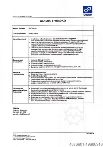 Обробний центр FANUM SIGMA 5-OSIOWA OBRABIARKA CNC