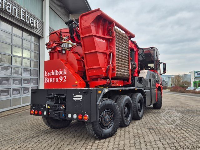 Grua montada em camião MERCEDES-BENZ TUROX 8x8 Eschlböck Biber 92 Holzhacker / 1.512h