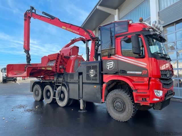 Camião florestal MERCEDES-BENZ TUROX 8x8 Eschlböck Biber 92 Holzhacker / 1.512h