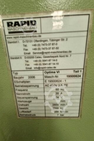 Lõikamis- ja töötluskeskus Rapid Optima VI