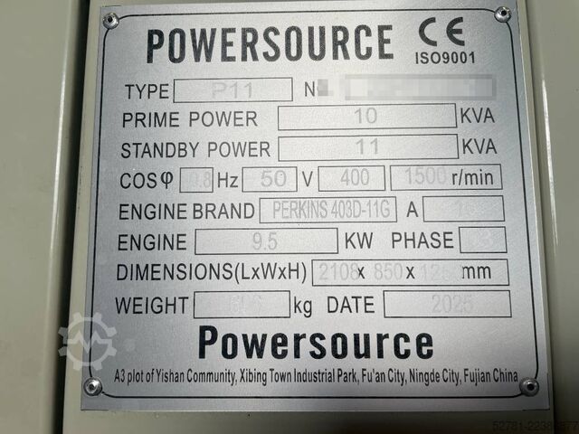 Granulats Perkins 403D-11G - 11 kVA Used Generator - DPX-12667