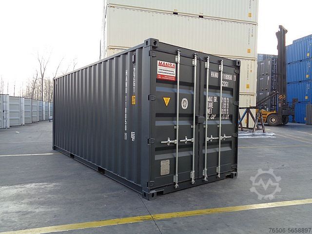 Uzavøený ocelový kontejner 20FT Seecontainer RAL7016 Anthrazitgrau neuwertig