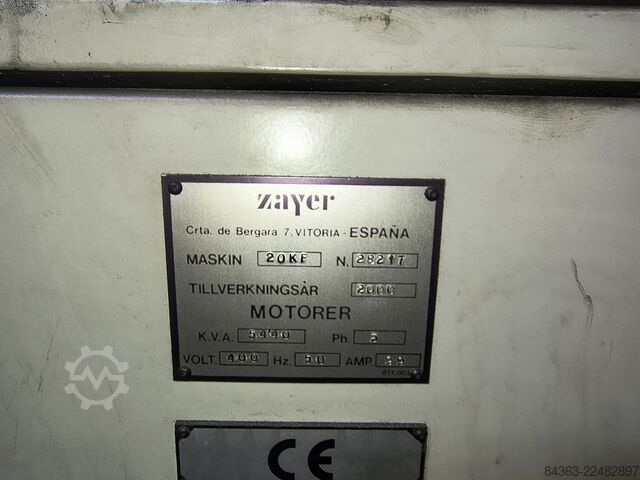 Lovos tipo frezavimo staklės Zayer 20KF 3000