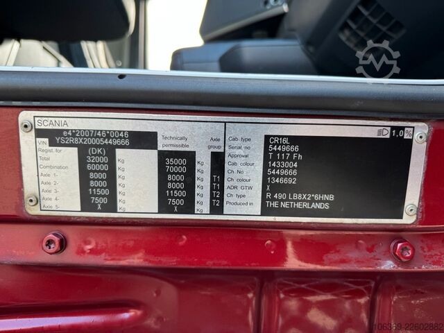 Cần cẩu gắn trên xe tải SCANIA R490 8x2*6 Euro 6 Tipper / Crane HMF 3220 K6