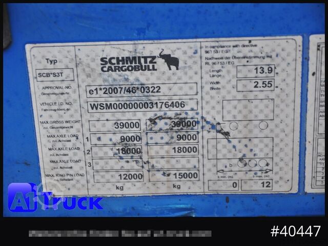 खुला सेमी-ट्रेलर तिरपाल के साथ SCHMITZ Tautliner, Code XL, Bahn, verzinkt