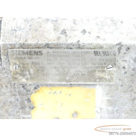 Motor Siemens Siemens Rotor für 1FT6084-6AK71 Servomotor