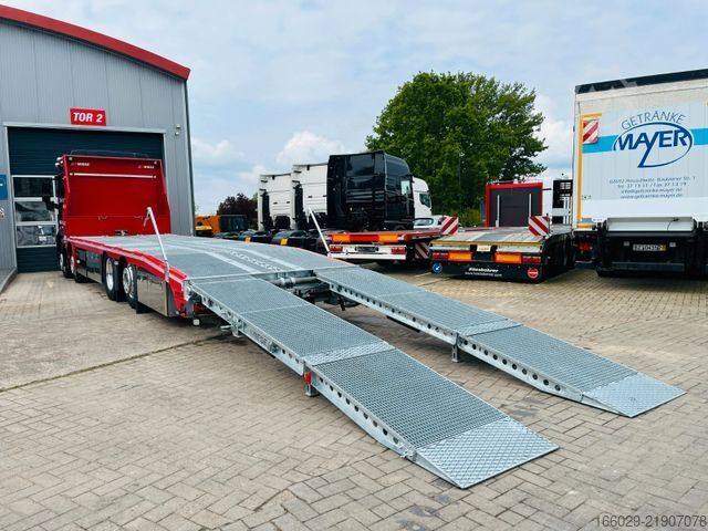 Camión portacoches MAN Baumaschinen Maschinentransporter mit Rampen