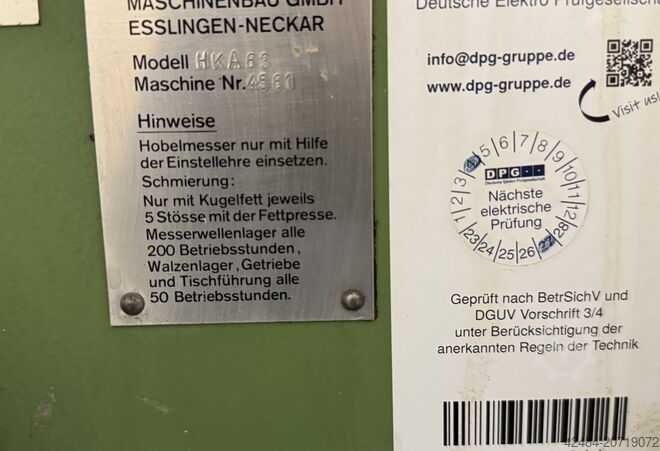 Yt- och tjocklekshyvel Kölle HKA63