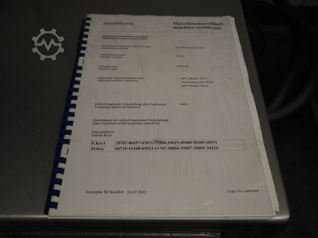 เครื่องบรรจุสูญญากาศสูงพร้อมกรวย Handtmann HVF 658