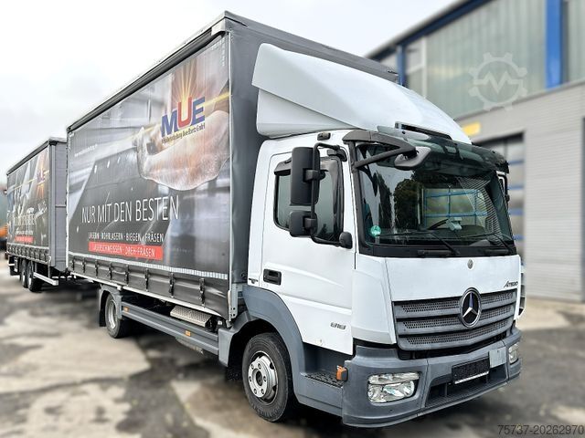 Curtain sider van MERCEDES-BENZ 818L Atego+Müller Mitteltal Tandem Anhänger