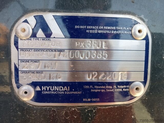 Pelle de démolition Hyundai HX380L with 20m longfront and excavation boom